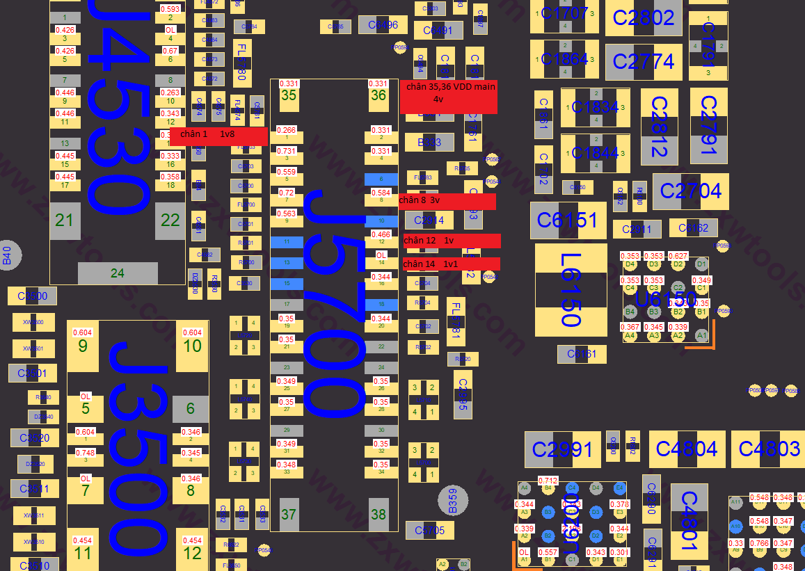 Sửa iPhone Xs Max Không Lên Màn Hình, Liệt Cảm Ứng 15 Các chân cấp áp màn hình