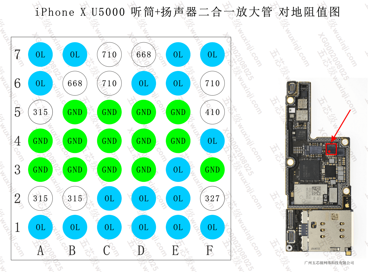 U5000 IC DAC quản lý loa trong, chuông trên iPhone X 2